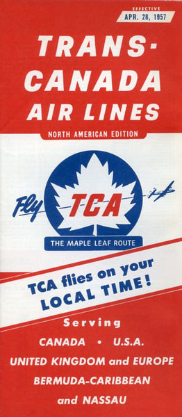 TCA North America Timetable for April 28, 1957